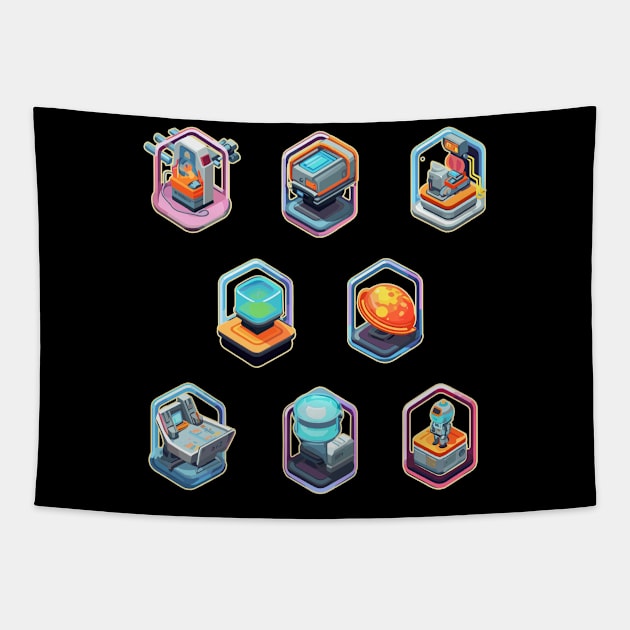 Sci Fi Teleportation Stations Tapestry by DanielLiamGill