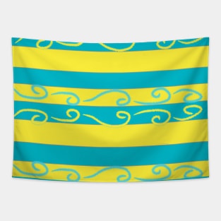 Yellow and blue stripes abstract Tapestry