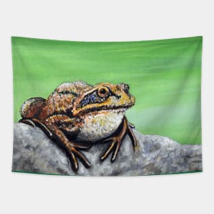 Frog on a Rock Painting Tapestry