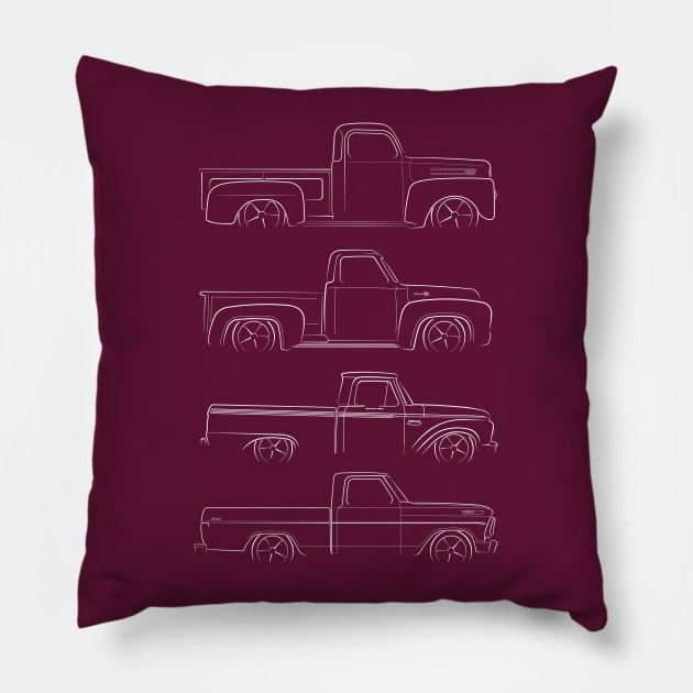 Evolution of the Ford Pickup (1948-1972) Pillow by mal_photography