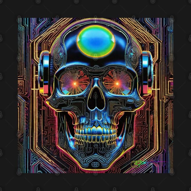 Groovy Cyber Skulls – Trippy Vibes 42 by Benito Del Ray