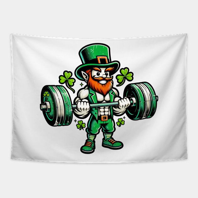 St. Paddy's Powerlift: Strongman Leprechaun Gym Shirt Tapestry by Klimek Prints