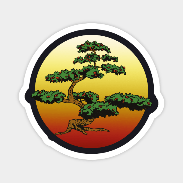 Bonsai tree before setting sun Magnet by Foxxy Merch