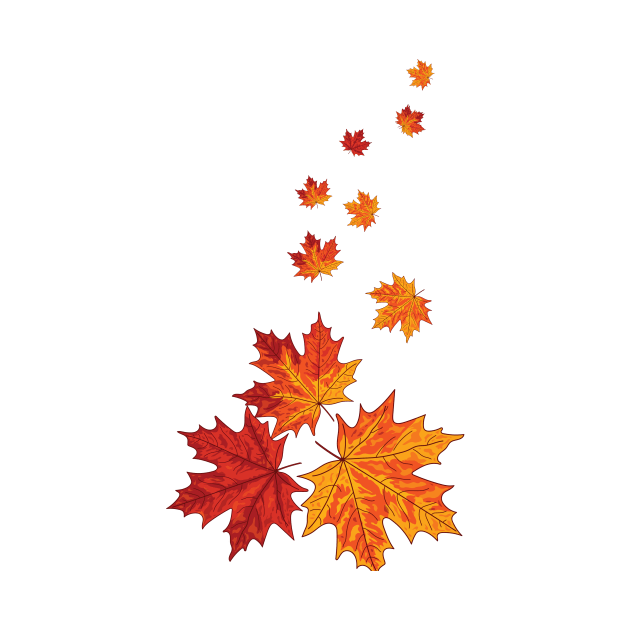 Cartoon beautiful falling maple leaves by LuckyLife