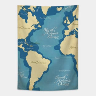 Vintage Nautical Map Tapestry