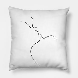 Kissing Couple Line Art - First Kiss Pillow