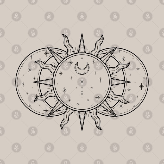 Vintage Celestial Sun and Moon by katieharperart