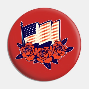 4th of july american flag over roses Pin