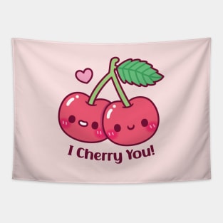 Cute Cherries I Cherry You Love Pun Tapestry