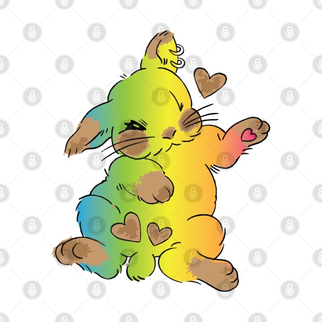 cute colorful bunny butt, kawaii funny bunny by lazykitty