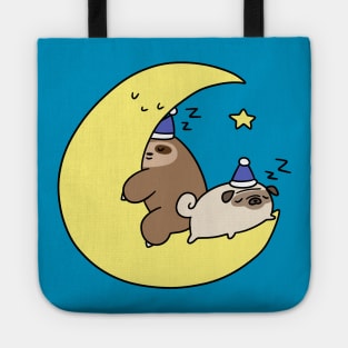 Sleepy Moon Sloth and Pug Tote