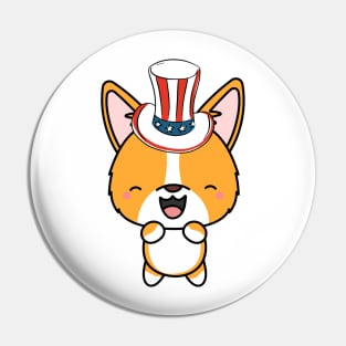 Funny Corgi is wearing uncle sam hat Pin