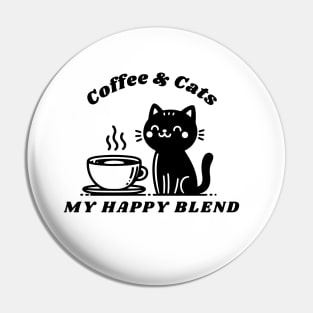 Coffee & Cats My Happy Blend - Black and White Edition Pin