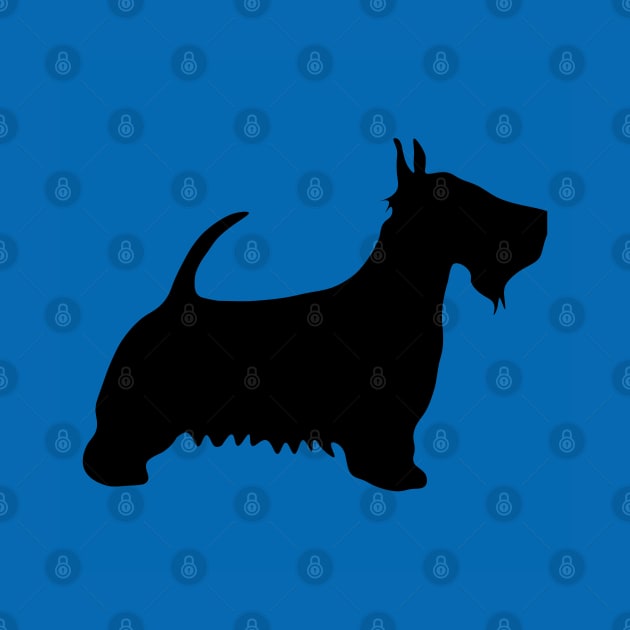 Scottish Terrier Dog Silhouette - Black on Scottish Saltire Blue Background by MacPean