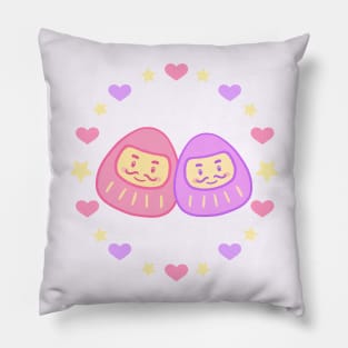 Cute pastel Daruma doll couple Pillow