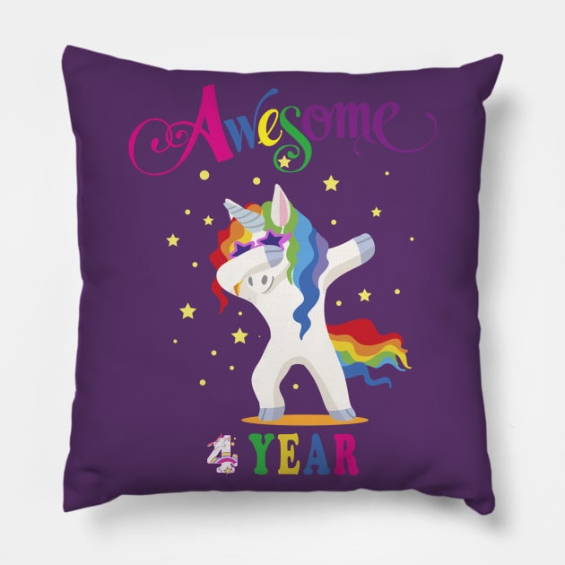 4th Birthday Unicorn Pillow by NI78