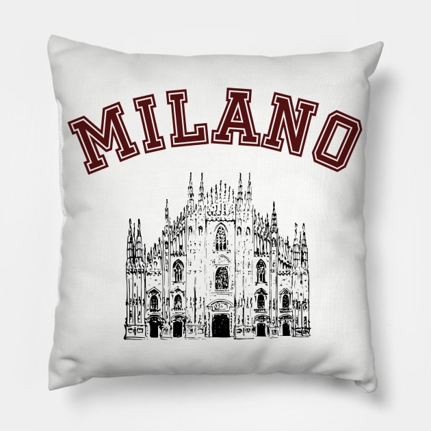 Milan City Cathedral Pillow by High Altitude
