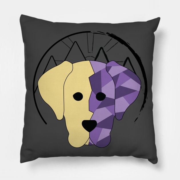 Geometric Yellow Lab Pillow by Kali Farnsworth