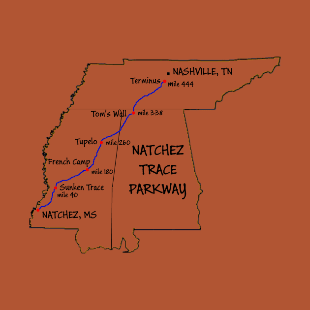 Route Map Design, The Natchez Trace Parkway by numpdog