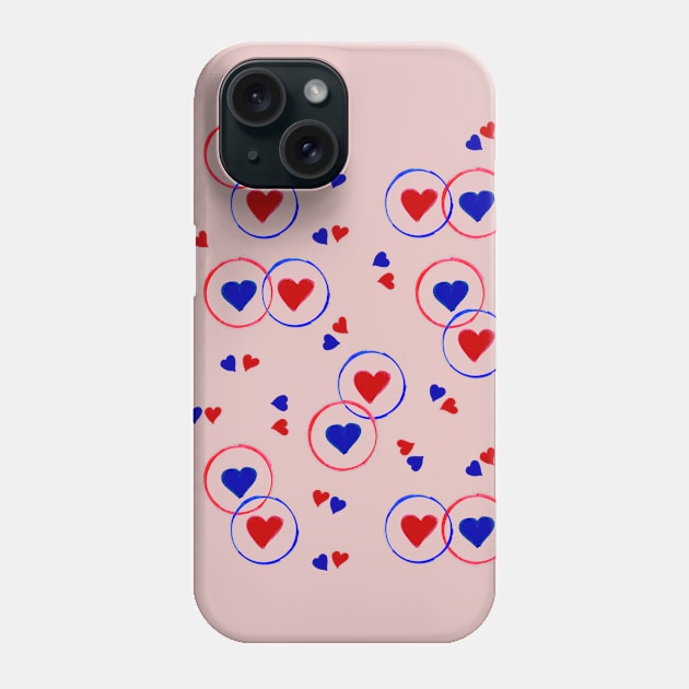 Red and Blue Hearts - Pink Phone Case by MitaDreamDesign