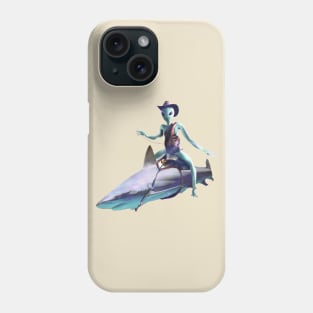 Cowboy Alien Riding Shark Phone Case