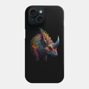 Colorful Horned Dino Busting Through Phone Case