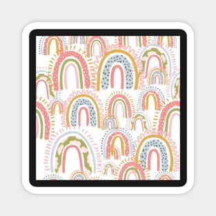 cute boho rainbow pattern white Magnet