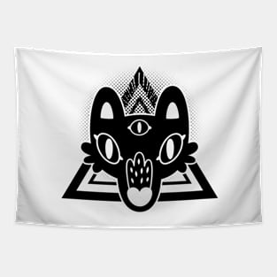 Mystic Wolf Head in Black Tapestry