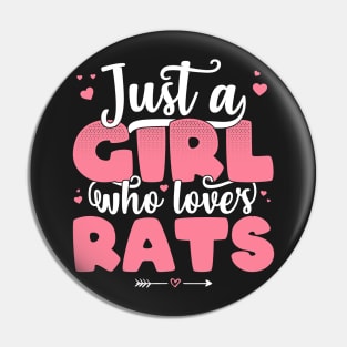 Just A Girl Who Loves Rats - Cute Rat lover gift print Pin