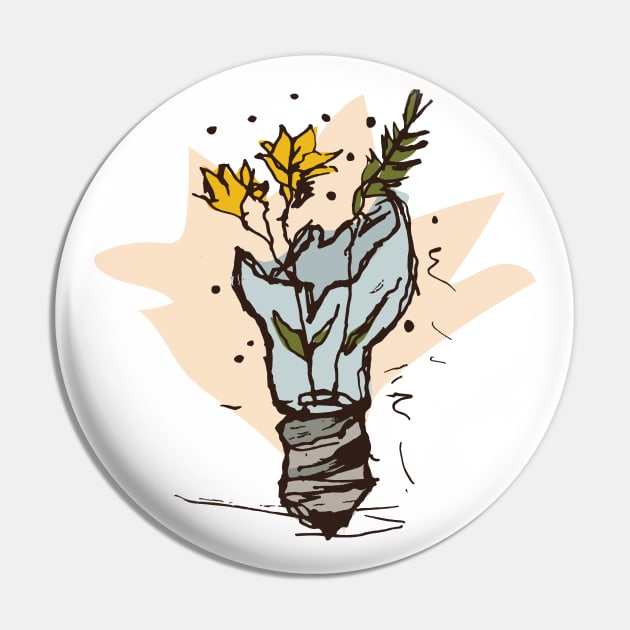 Broken light bulb with yellow flowers Pin by linespace-001