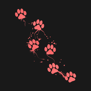 Red Cat Paws Running Over A Purrsday T-Shirt