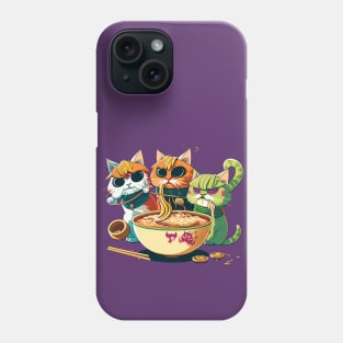 Cats eating ramen in Mardi gras Festival Phone Case