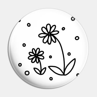 Daisies and Dots 2 - Black and White Pin