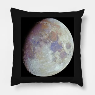 Waxing gibbous color Moon on black sky Pillow