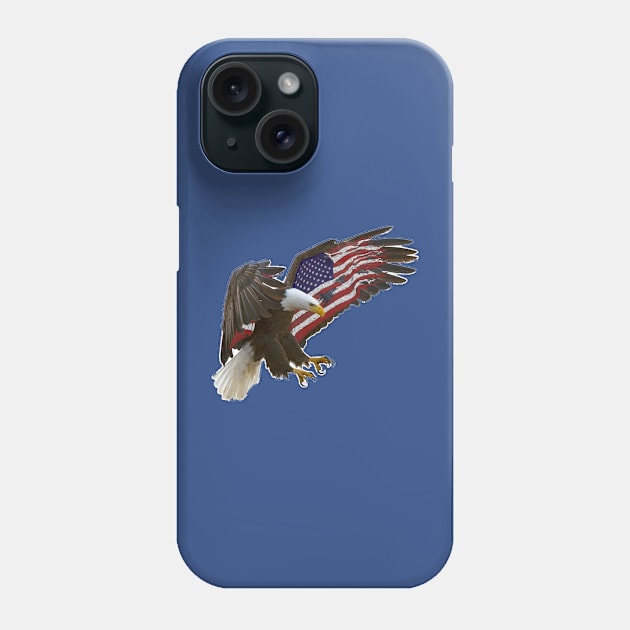 AMERICAN BALD EAGLE FLYING WITH FLAG WINGS Phone Case by colormecolorado