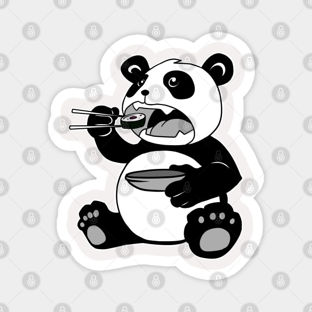 Panda Eating Sushi Cute Japanese Kawaii Panda Magnet by Dojaja