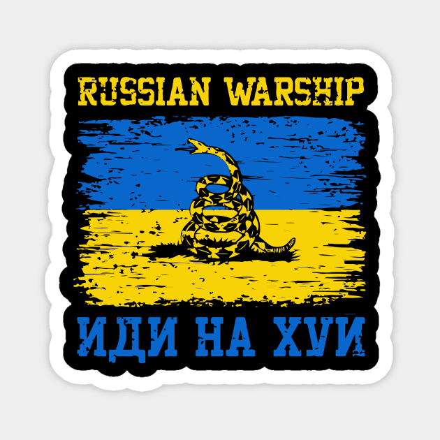 Russian Warship Go Fck Yourself Free Ukraine Flag Snake Flag Magnet by iK4