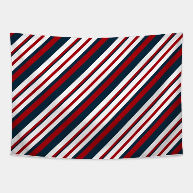 Red and Navy Blue Nautical Stripes Tapestry by Peter the T-Shirt Dude