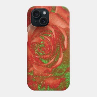 romantic red roses and green glitter pattern for flowers lovers Phone Case