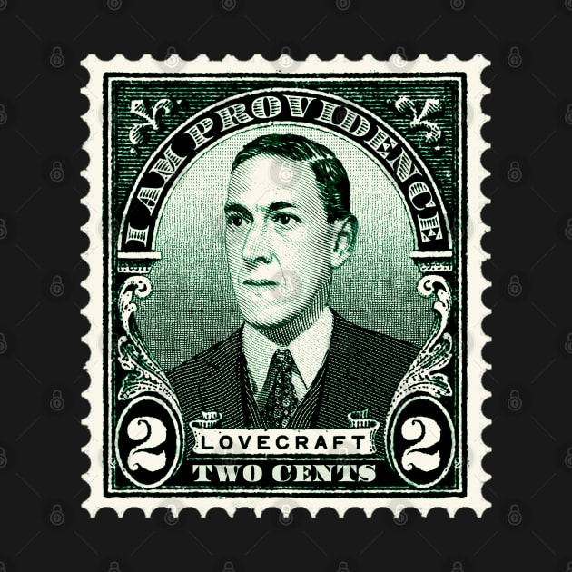 Green H.P. Lovecraft stamp by HPLHS