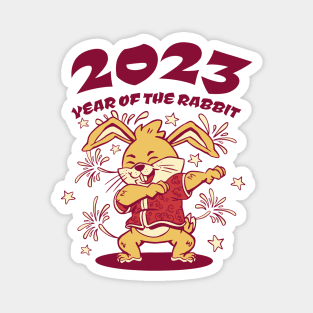 Dabbing for Luck: Celebrate Chinese New Year with a Rabbit Twist! Magnet