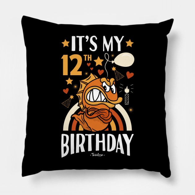 12th Birthday Fish Pillow by Tesszero