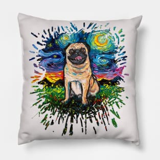 Fawn Pug Night (splash version) Pillow