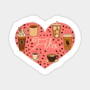 Fika Coffee Heart - Coffee Lovers Heart Magnet