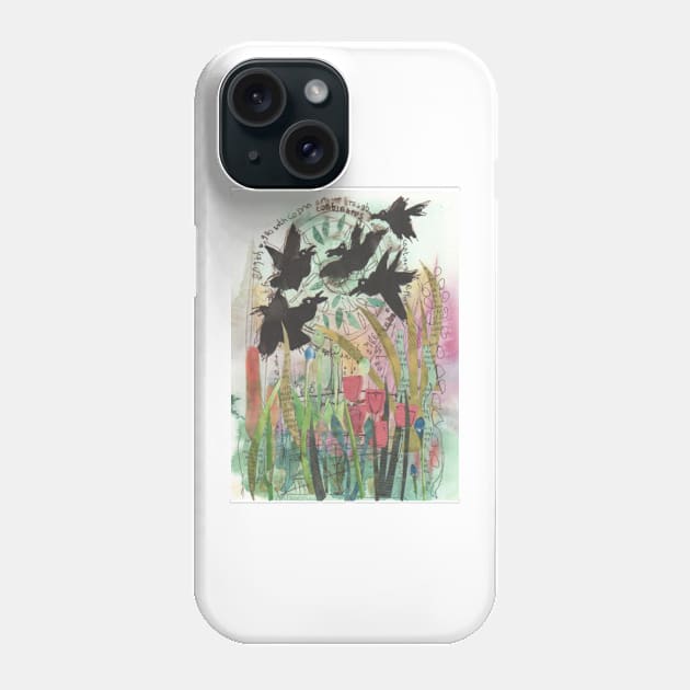 Crows in summer, birds have flown the nest Phone Case by krisevansart