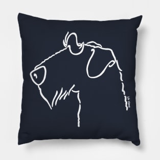 Airedale terrier silhouette outline white Pillow