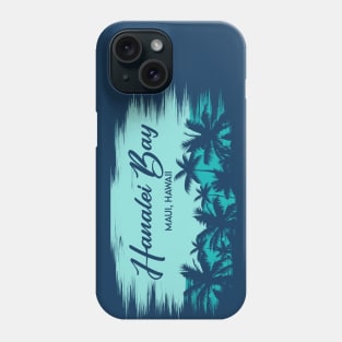 Hanalei Bay Maui, Hawaii Retro Beach Landscape with Palm Trees Phone Case