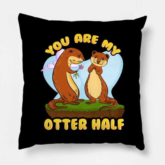 Cute & Funny You Are My Otter Half Romantic Pun Pillow by theperfectpresents