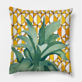 Yellow tile agave Pillow