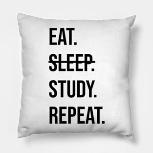 EAT. SLEEP (NOT). STUDY. REPEAT. Pillow